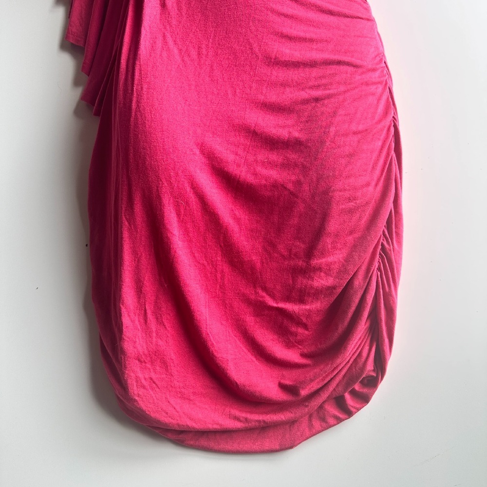 Lush One Shoulder Dress Ruched Bodycon Party Cocktail Raspberry Small NWOT - Picture 5 of 11